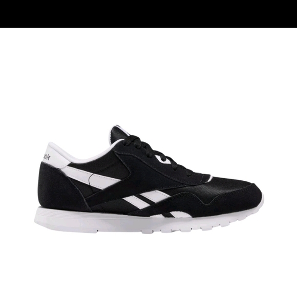 Reebok Kids Classic Nylon Sneakers - Black/Black White FV4441 - Picture 5 of 9